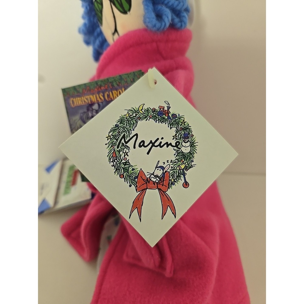 Hallmark Shoebox 16" Maxine Plush Doll Bah Hum Bag Christmas Carol With Book NEW - Picture 6 of 7